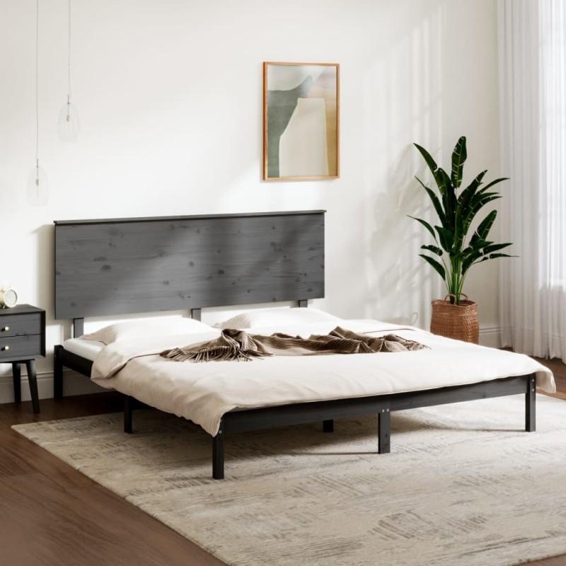 Giroletto Grigio in Legno Massello 150x200 cm 5FT King Size Giroletto Grigio in Legno Massello 150x200 cm 5FT King Size