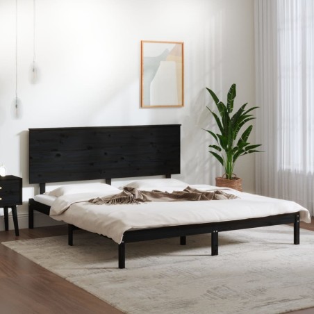 Giroletto Nero in Legno Massello 150x200 cm 5FT King Size
