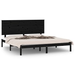 Giroletto Nero in Legno Massello 150x200 cm 5FT King Size