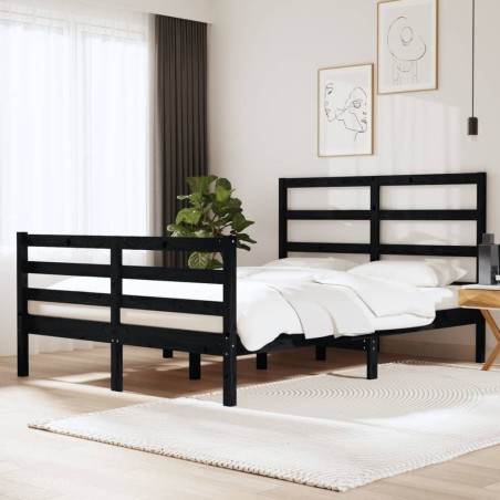 Giroletto Nero Legno Massello di Pino 150x200 cm 5FT King Size