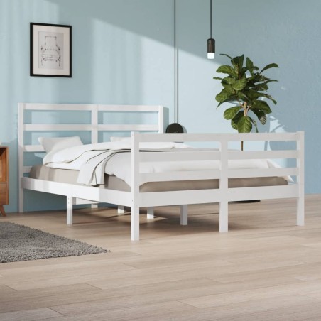 vidaXL Giroletto Bianco in Legno Massello di Pino 160x200 cm