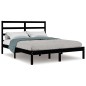 Giroletto Nero in Legno Massello 150x200 cm 5FT King Size Giroletto Nero in Legno Massello 150x200 cm 5FT King Size
