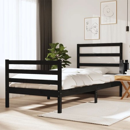 Giroletto Nero Legno Massello Pino 75x190 cm 2FT6 Small Single