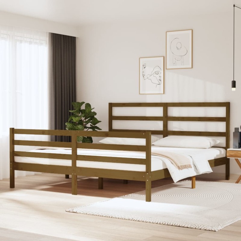 Giroletto Miele in Legno Massello Pino 180x200cm 6FT Super King Giroletto Miele in Legno Massello Pino 180x200cm 6FT Super King