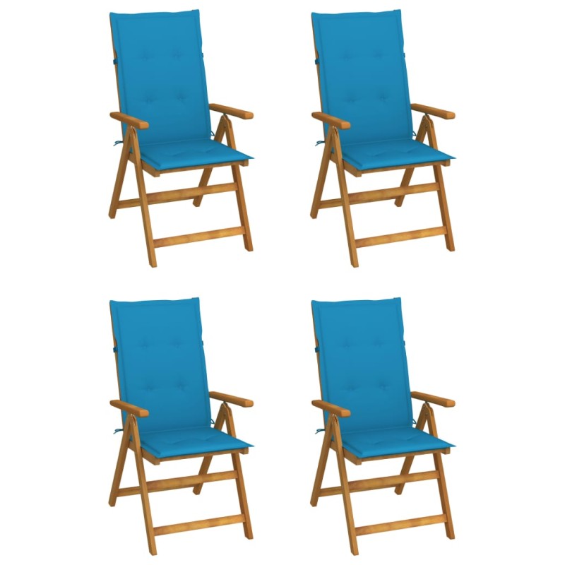 Sedie da Giardino Reclinabili 4 pz con Cuscini Massello Acacia Sedie da Giardino Reclinabili 4 pz con Cuscini Massello Acacia