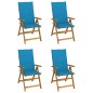 Sedie da Giardino Reclinabili 4 pz con Cuscini Massello Acacia Sedie da Giardino Reclinabili 4 pz con Cuscini Massello Acacia