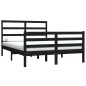 Giroletto Nero in Legno Massello di Pino 135x190 cm 4FT6 Double Giroletto Nero in Legno Massello di Pino 135x190 cm 4FT6 Double