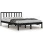 Giroletto Nero in Legno Massello Pino 150x200 cm 5FT King Size Giroletto Nero in Legno Massello Pino 150x200 cm 5FT King Size