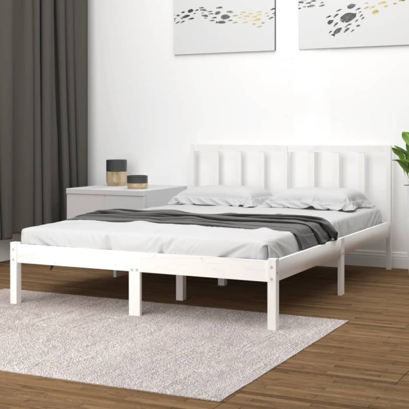 Giroletto Bianco in Legno Massello Pino 150x200cm 5FT King Size Giroletto Bianco in Legno Massello Pino 150x200cm 5FT King Size