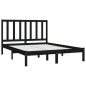 Giroletto Nero in Legno Massello di Pino 135x190 cm 4FT6 Double Giroletto Nero in Legno Massello di Pino 135x190 cm 4FT6 Double