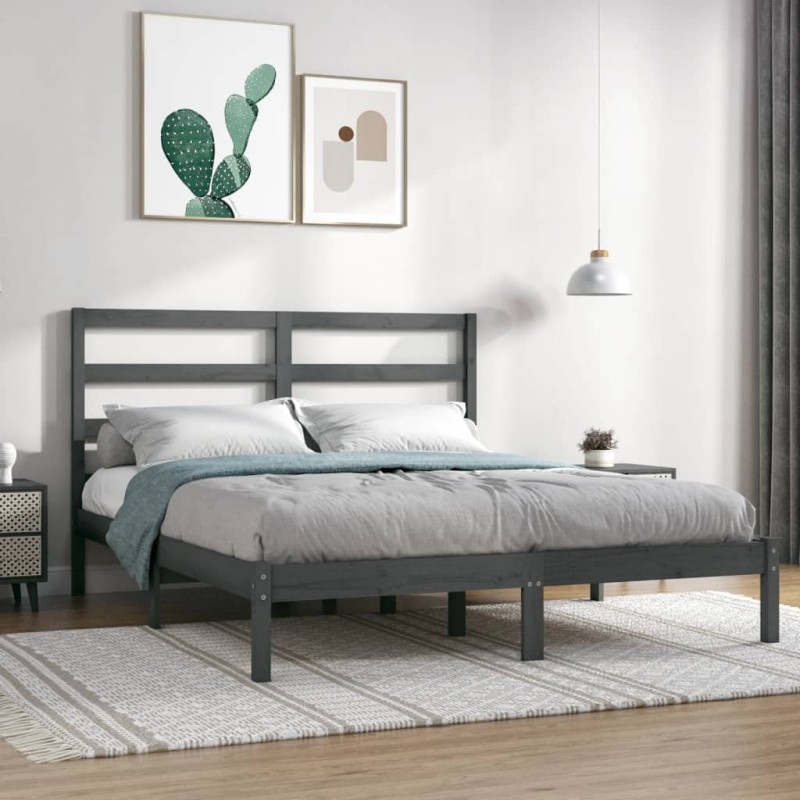 Giroletto Grigio in Legno Massello 135x190 cm 4FT6 Double