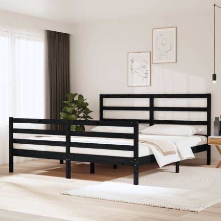 Giroletto Nero Legno Massello di Pino 180x200 cm 6FT Super King