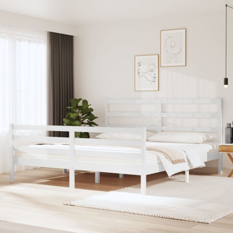 Giroletto Bianco Legno Massello Pino 180x200 cm 6FT Super King Giroletto Bianco Legno Massello Pino 180x200 cm 6FT Super King