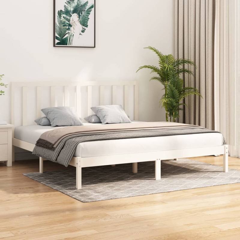 Giroletto Bianco Legno Massello Pino 180x200 cm 6FT Super King Giroletto Bianco Legno Massello Pino 180x200 cm 6FT Super King