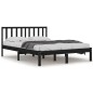 Giroletto Nero in Legno Massello di Pino 135x190 cm 4FT6 Double Giroletto Nero in Legno Massello di Pino 135x190 cm 4FT6 Double