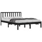 Giroletto Nero in Legno Massello di Pino 135x190 cm 4FT6 Double Giroletto Nero in Legno Massello di Pino 135x190 cm 4FT6 Double