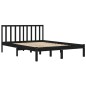 Giroletto Nero in Legno Massello di Pino 135x190 cm 4FT6 Double Giroletto Nero in Legno Massello di Pino 135x190 cm 4FT6 Double