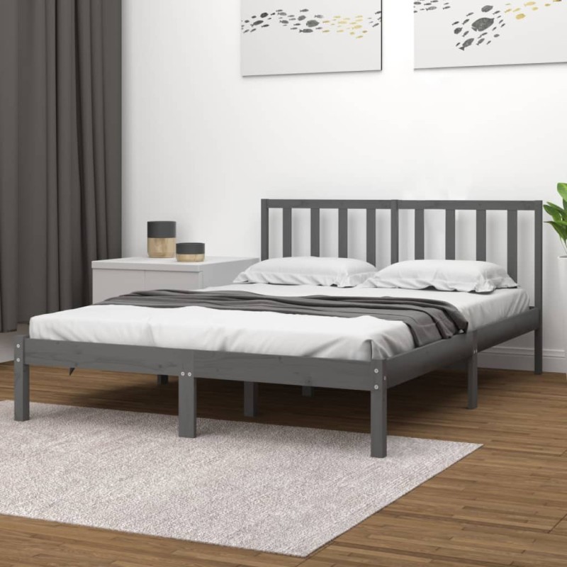 Giroletto Grigio Legno Massello Pino 180x200 cm 6FT Super King Giroletto Grigio Legno Massello Pino 180x200 cm 6FT Super King