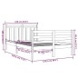 Giroletto Grigio in Legno Massello 120x190 cm 4FT Small Double Giroletto Grigio in Legno Massello 120x190 cm 4FT Small Double