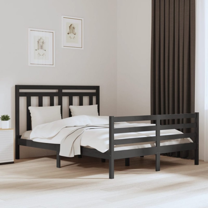 Giroletto Grigio in Legno Massello 150x200 cm 5FT King Size Giroletto Grigio in Legno Massello 150x200 cm 5FT King Size