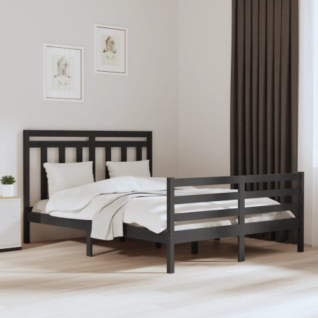 Giroletto Grigio in Legno Massello 150x200 cm 5FT King Size