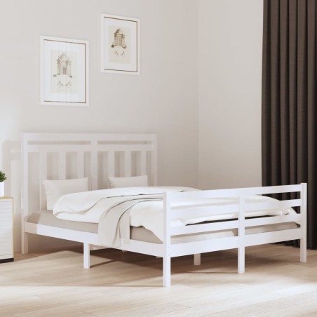 vidaXL Giroletto Bianco in Legno Massello 160x200 cm