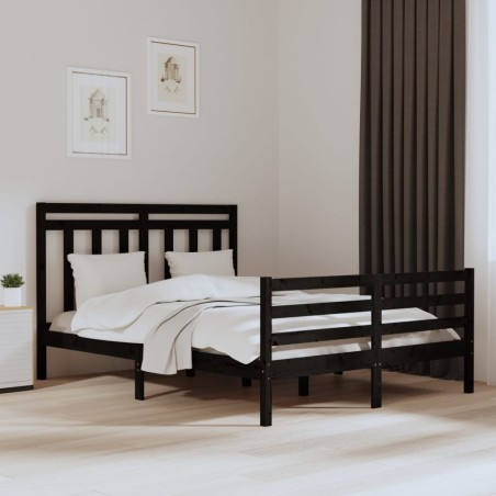 Giroletto Nero in Legno Massello 150x200 cm 5FT King Size