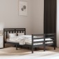 Giroletto Grigio in Legno Massello 135x190 cm 4FT6 Double Giroletto Grigio in Legno Massello 135x190 cm 4FT6 Double