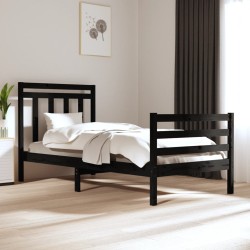 Giroletto Nero in Legno Massello 75x190 cm 2FT6 Small Single