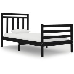 Giroletto Nero in Legno Massello 75x190 cm 2FT6 Small Single