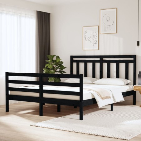 Giroletto Nero in Legno Massello 120x190 cm 4FT Small Double
