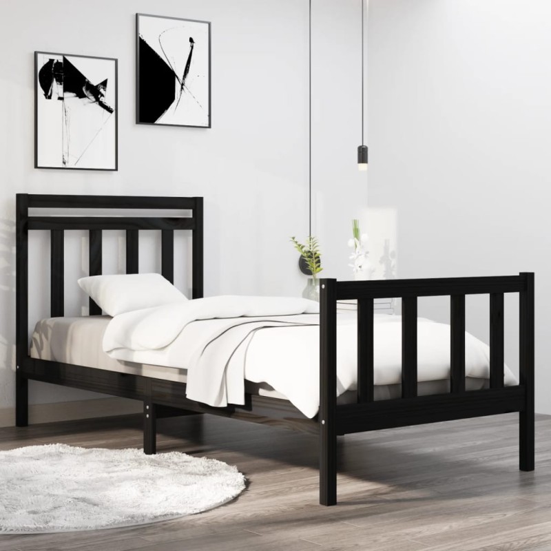 Giroletto Nero in Legno Massello 75x190 cm 2FT6 Small Single Giroletto Nero in Legno Massello 75x190 cm 2FT6 Small Single