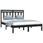 Giroletto Nero in Legno Massello 150x200 cm 5FT King Size Giroletto Nero in Legno Massello 150x200 cm 5FT King Size