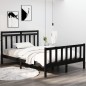 Giroletto Nero in Legno Massello 135x190 cm 4FT6 Double Giroletto Nero in Legno Massello 135x190 cm 4FT6 Double