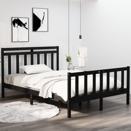vidaXL Giroletto Nero in Legno Massello 140x190 cm