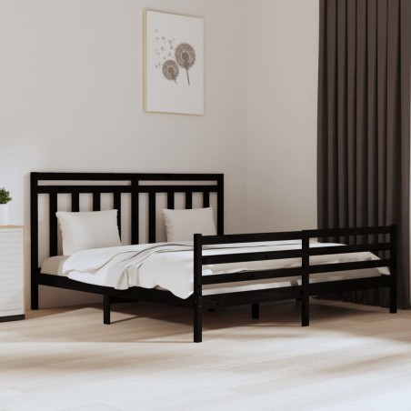 Giroletto Nero in Legno Massello 180x200 cm 6FT Super King