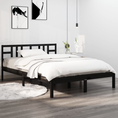 Giroletto Nero in Legno Massello 180x200 cm 6FT Super King