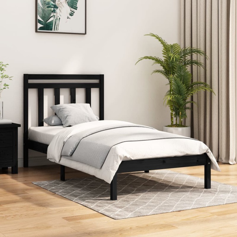Giroletto Nero in Legno Massello 75x190 cm 2FT6 Small Single Giroletto Nero in Legno Massello 75x190 cm 2FT6 Small Single