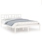 Giroletto Bianco in Legno Massello 135x190 cm 4FT6 Double Giroletto Bianco in Legno Massello 135x190 cm 4FT6 Double
