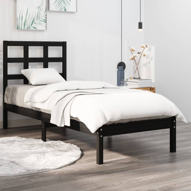 Giroletto Nero in Legno Massello 75x190 cm 2FT6 Small Single Giroletto Nero in Legno Massello 75x190 cm 2FT6 Small Single