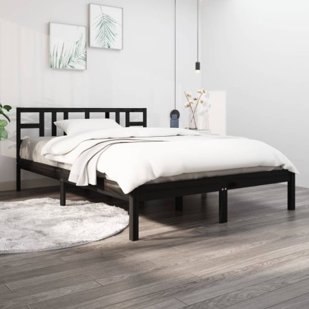 Giroletto Nero in Legno Massello 150x200 cm 5FT King Size