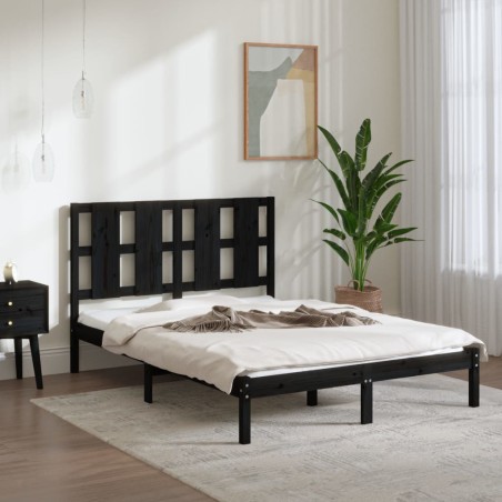 Giroletto Nero in Legno Massello 120x190 cm 4FT Small Double
