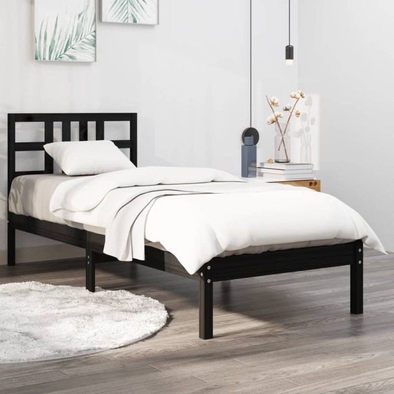 Giroletto Nero in Legno Massello 75x190 cm 2FT6 Small Single Giroletto Nero in Legno Massello 75x190 cm 2FT6 Small Single