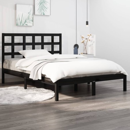 Giroletto Nero in Legno Massello 150x200 cm 5FT King Size