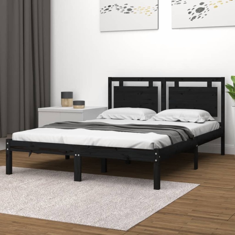 vidaXL Giroletto Nero in Legno Massello 200x200 cm