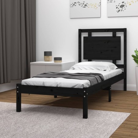 Giroletto Nero in Legno Massello 75x190 cm 2FT6 Small Single