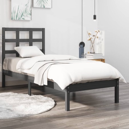 Giroletto Grigio in Legno Massello 90x190 cm 3FT Single