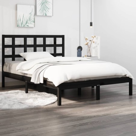 Giroletto Nero in Legno Massello 120x190 cm 4FT Small Double