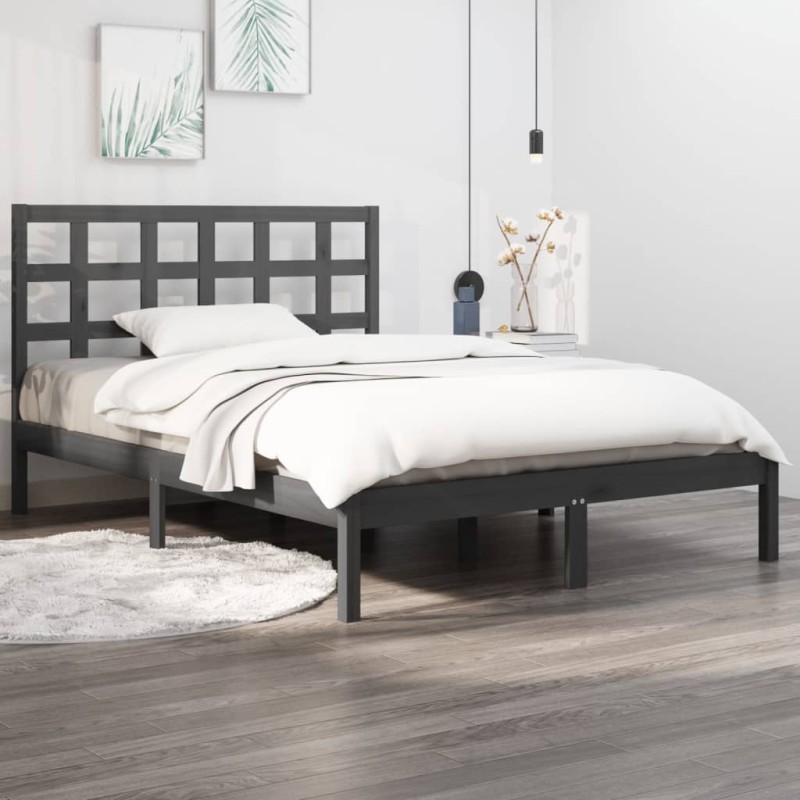 Giroletto Grigio in Legno Massello 120x190 cm 4FT Small Double Giroletto Grigio in Legno Massello 120x190 cm 4FT Small Double