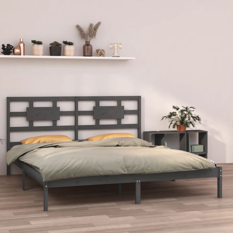 vidaXL Giroletto Grigio in Legno Massello 160x200 cm vidaXL Giroletto Grigio in Legno Massello 160x200 cm